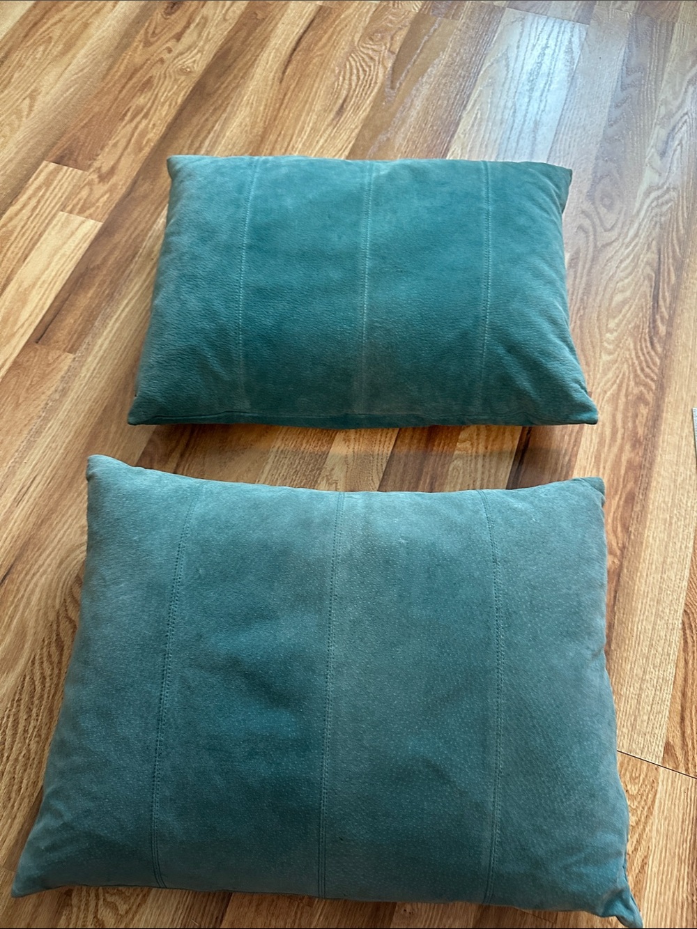 Decorative Down Suede Teal Throw Pillows - Pair 18”x14”